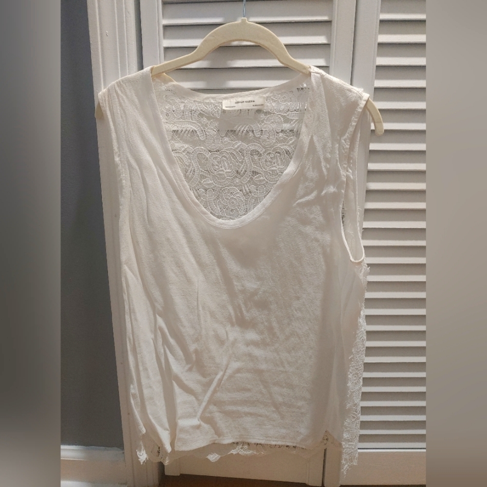 Zara tank with lace back / Medium / white